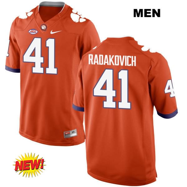 Men's Clemson Tigers #41 Grant Radakovich Stitched Orange New Style Authentic Nike NCAA College Football Jersey PQY6346PN